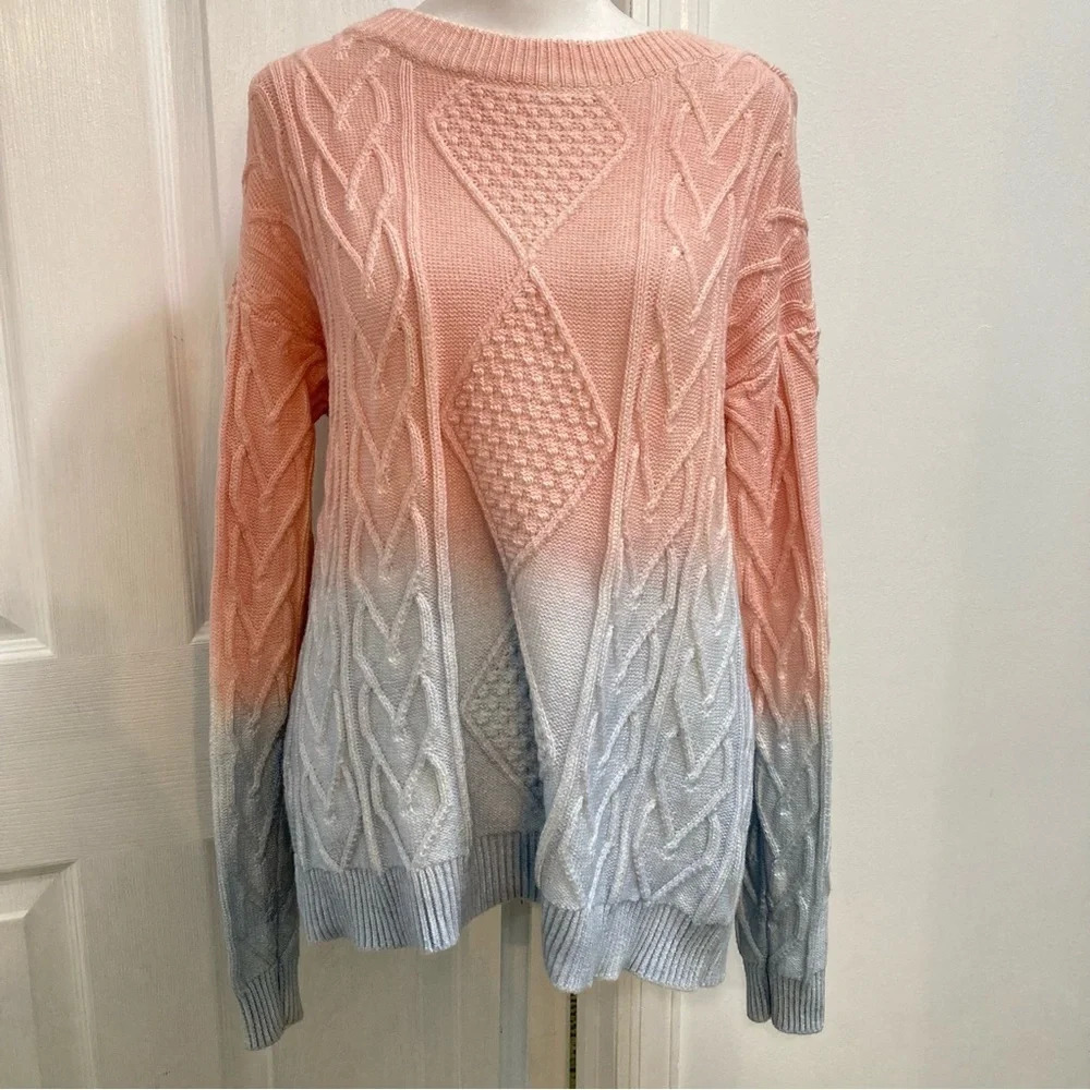 525 American Cableknit Crewneck Ombré Sweater Small